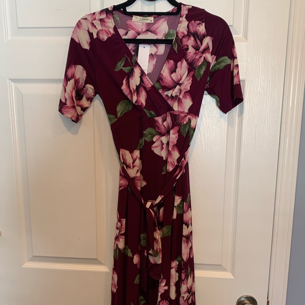 Pinkblush plum floral hi-low midi breastfeeding/maternity dress NWT size medium
